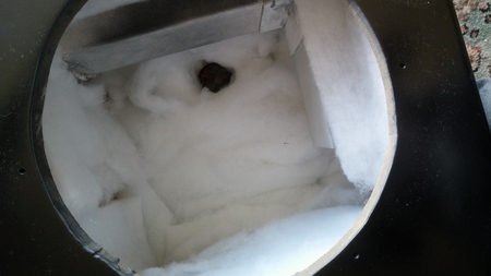 Inside the box after I used a nail gun to secure the dampening